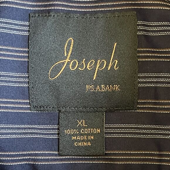 Joseph Jos A. Bank Button Down Shirt Men Size XL Blue‎ Stripe Cotton Pocket - Picture 3 of 12